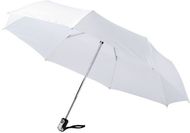 21,5" Alex-sateenvarjo, taitettava, automaattinen, valkoinen liikelahja logopainatuksella
